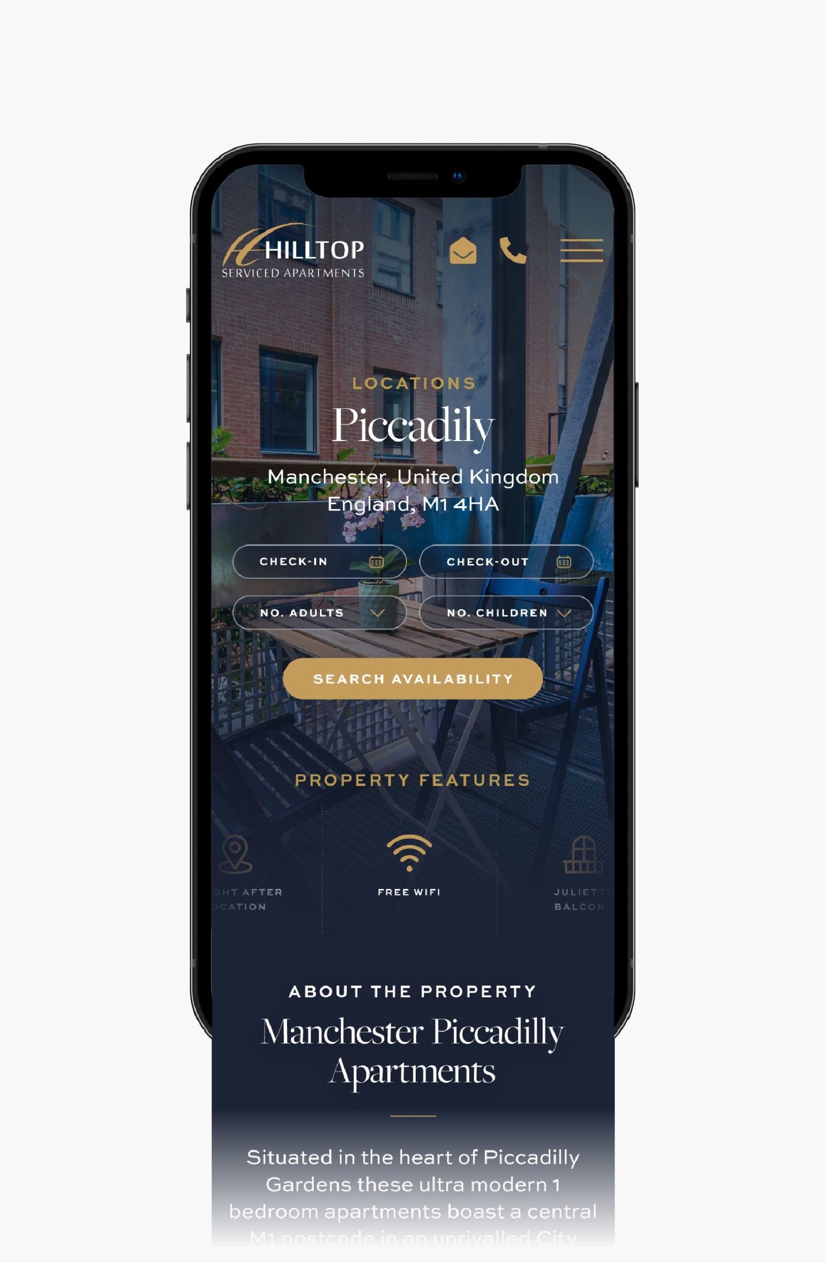 Hhilltop Application Mockup showing Website UI